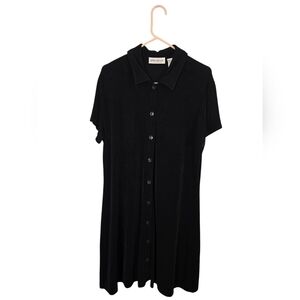 Vintage Bill Blass Women's Size 3 Black Dress Button Down Short Sleeve Collared